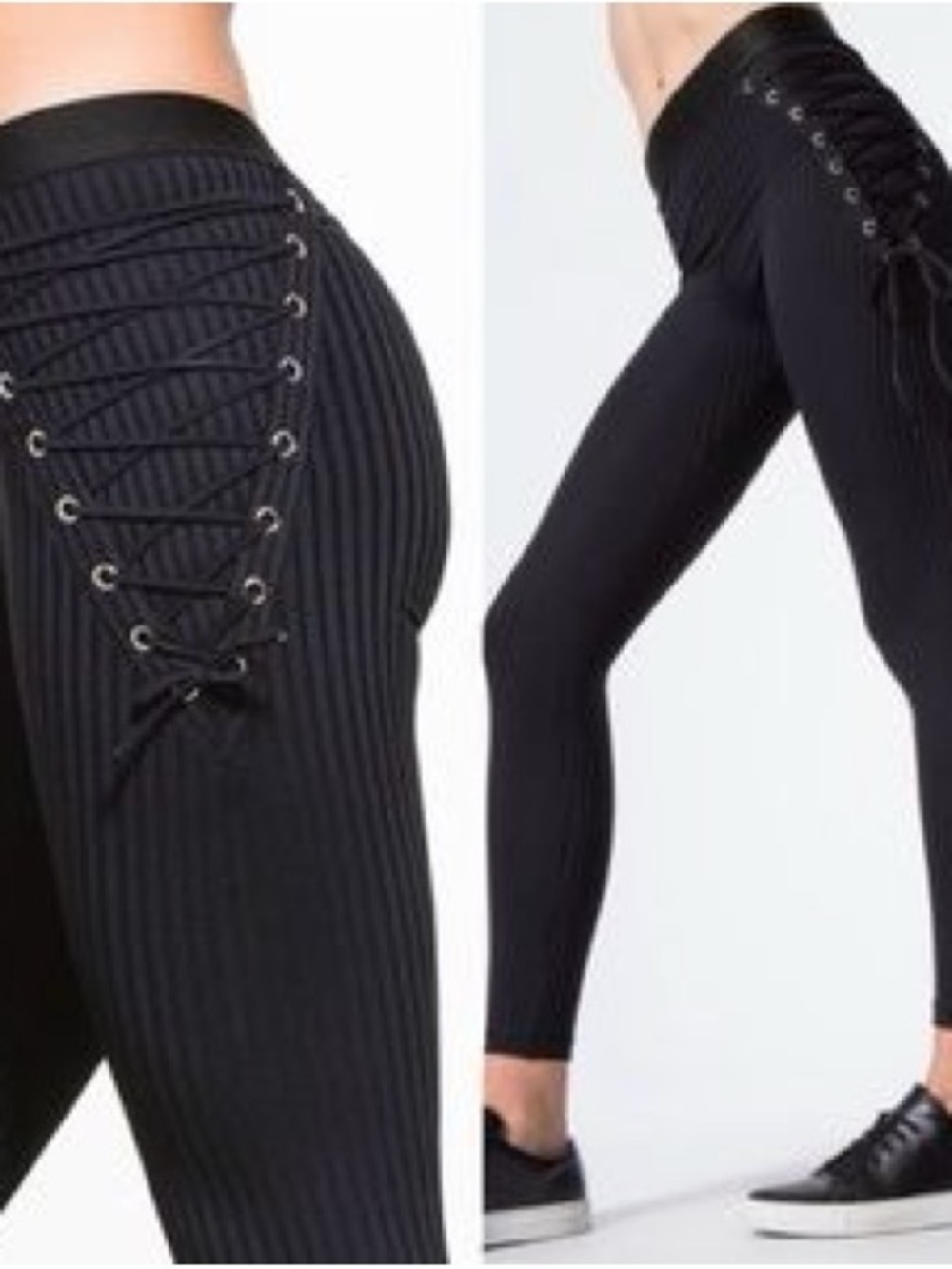 Blue Life Tied Up Black Leggings